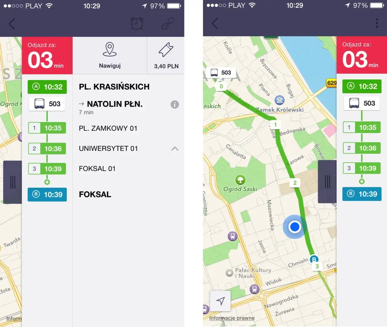 aplikacje rozkład jazdy warszawa jakdojade google maps