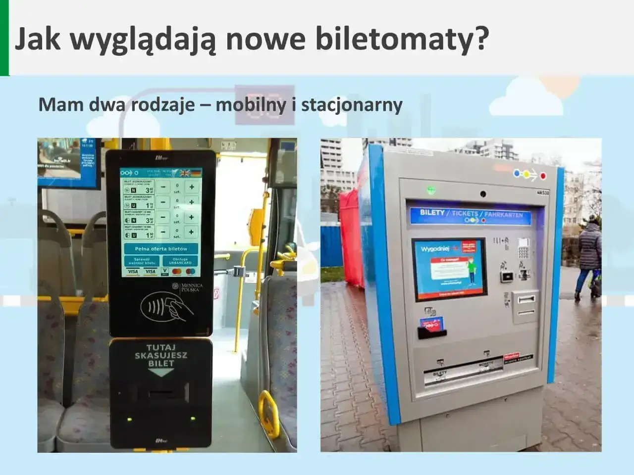 Nowe biletomaty we Wrocławiu: mobilny w pojeździe i stacjonarny na przystanku. Kup i skasuj swój bilet czasowy.